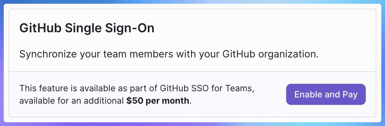 Enable GitHub SSO